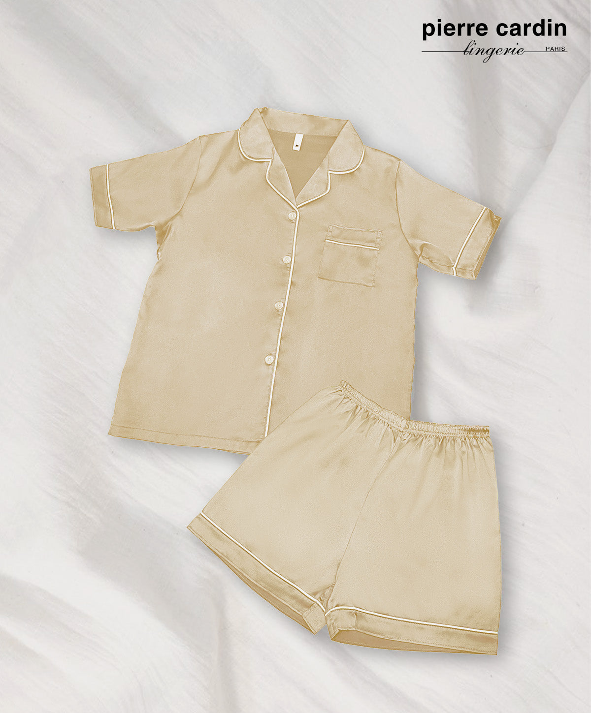 Satin Button Front Top and Shorts PJ Set 309-3186N
