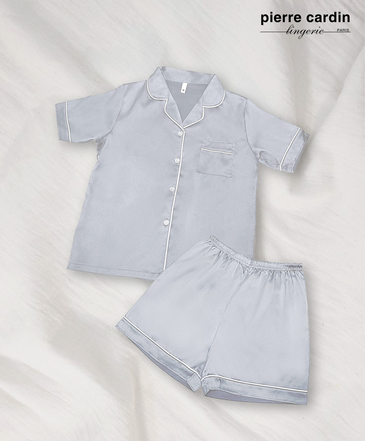 Satin Button Front Top and Shorts PJ Set 309-3186N