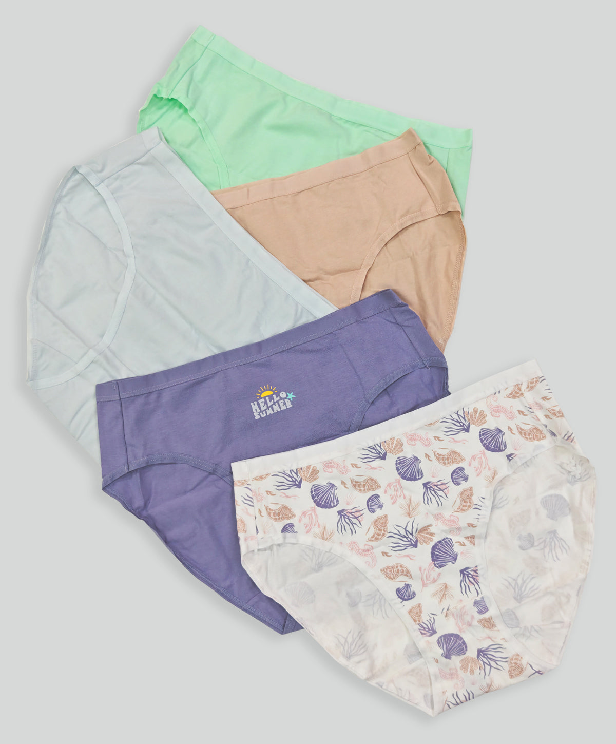 5pcs Seaside Utopia Comfort Cotton Midi Panty 505-7547