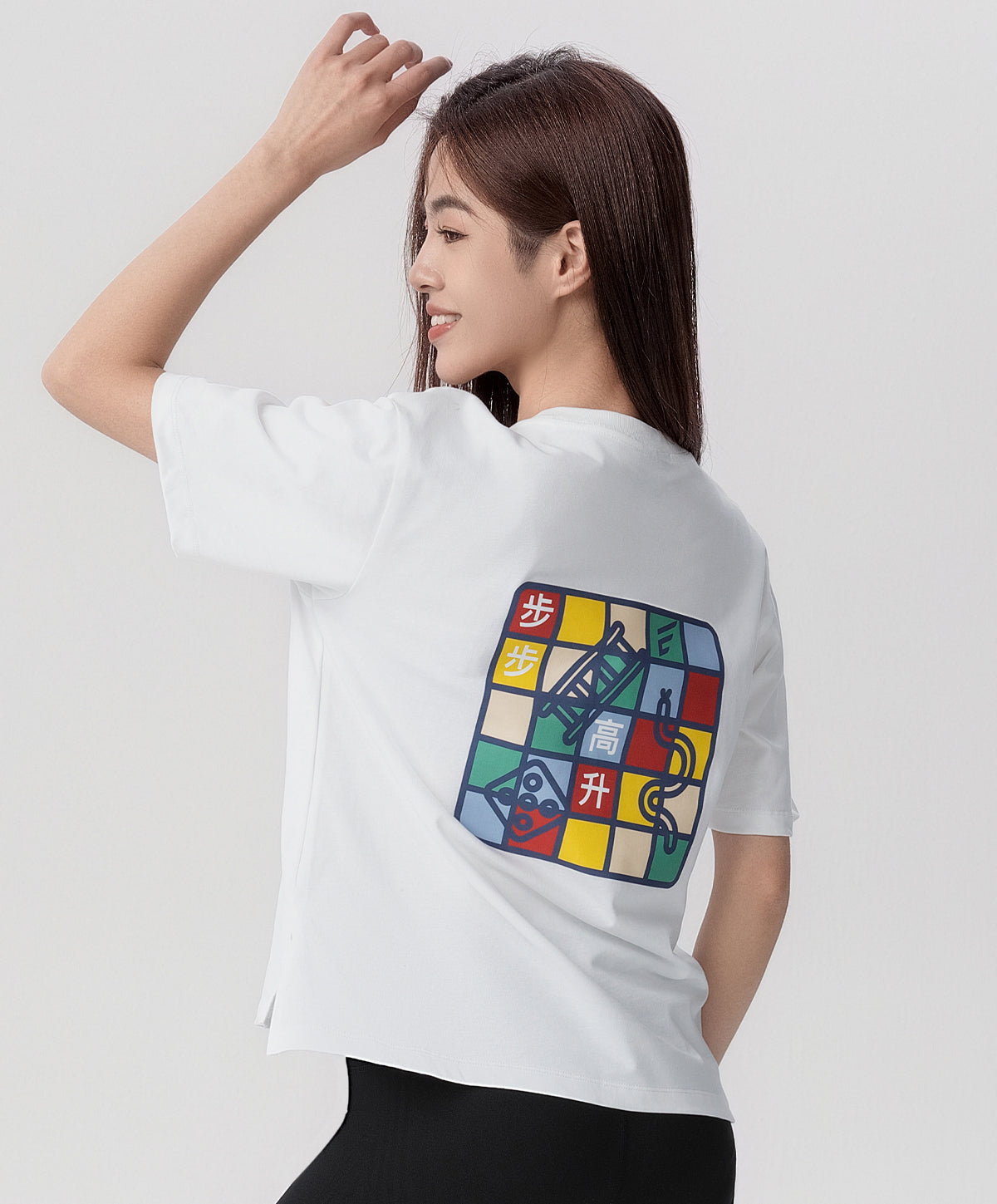 Energized CNY'25 Edition Snake and Ladder Print Women's Boxy Cropped Tee  801-100095