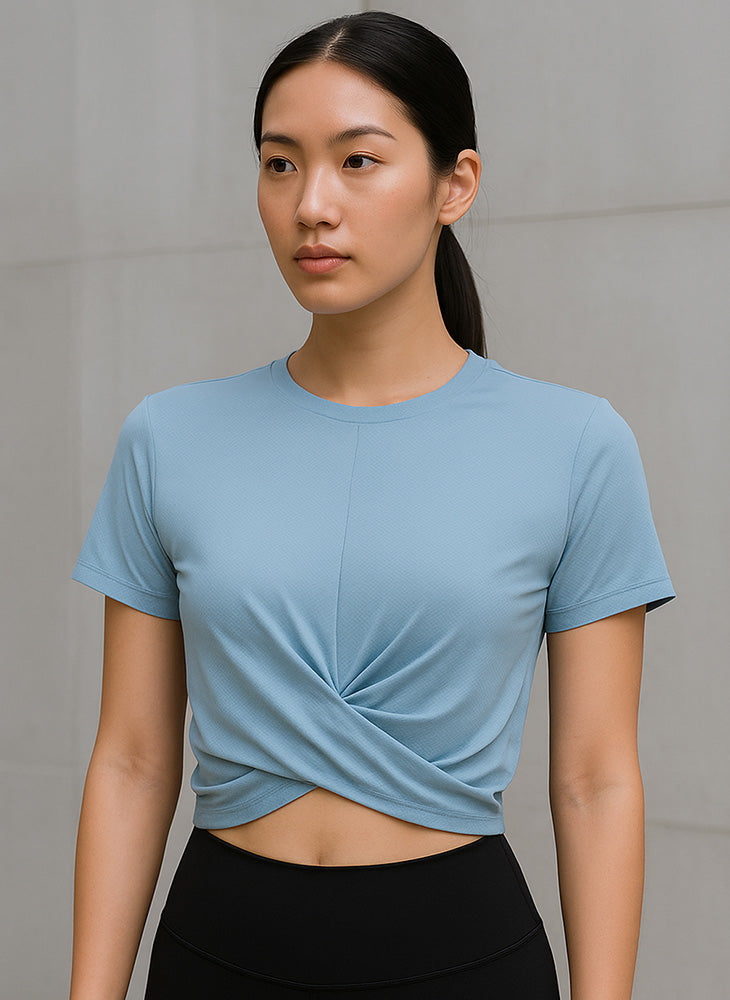 Energized Women's Twisted Front Cropped Sports Tee 801-100097