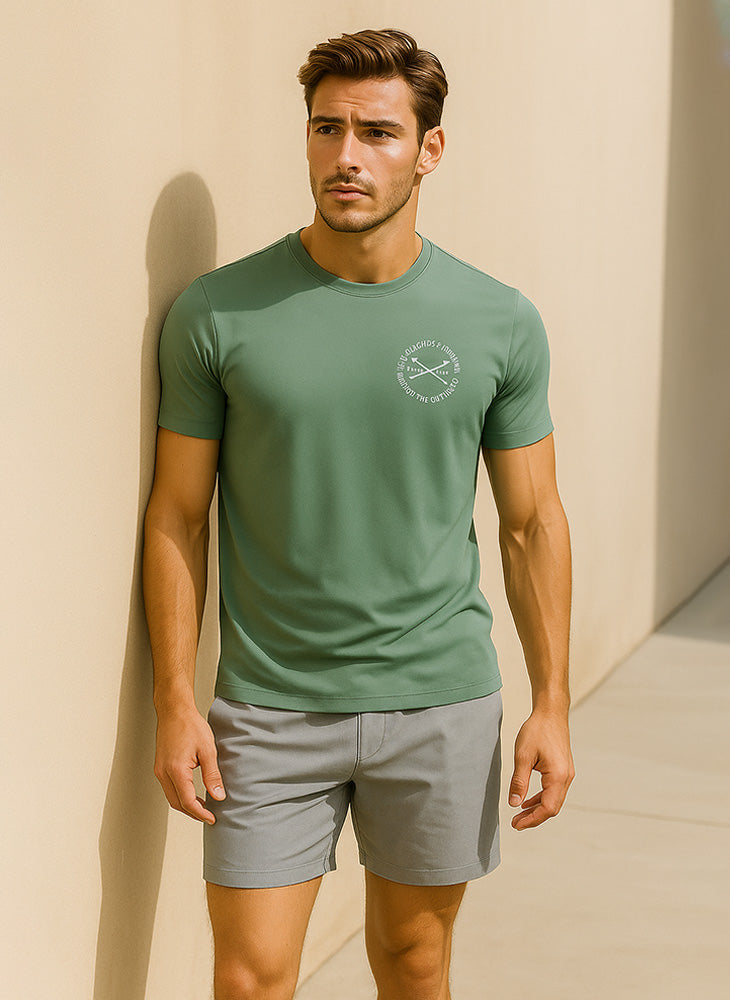 Energized Men's Breathable Mesh Crew-Neck Tee with Logo Print 803-22034
