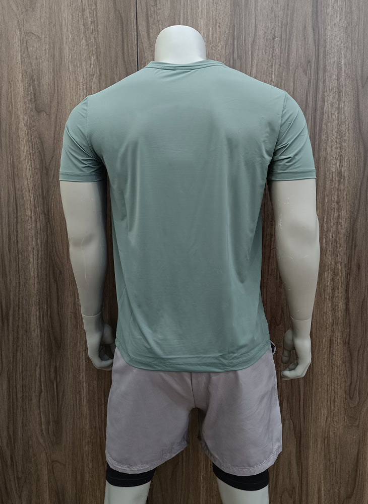 Energized Men's Breathable Mesh Crew-Neck Tee with Logo Print 803-22034