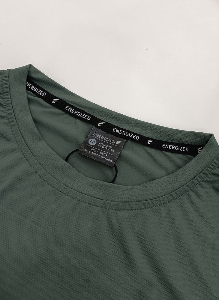 Energized Men's Breathable Mesh Crew-Neck Tee with Logo Print 803-22034