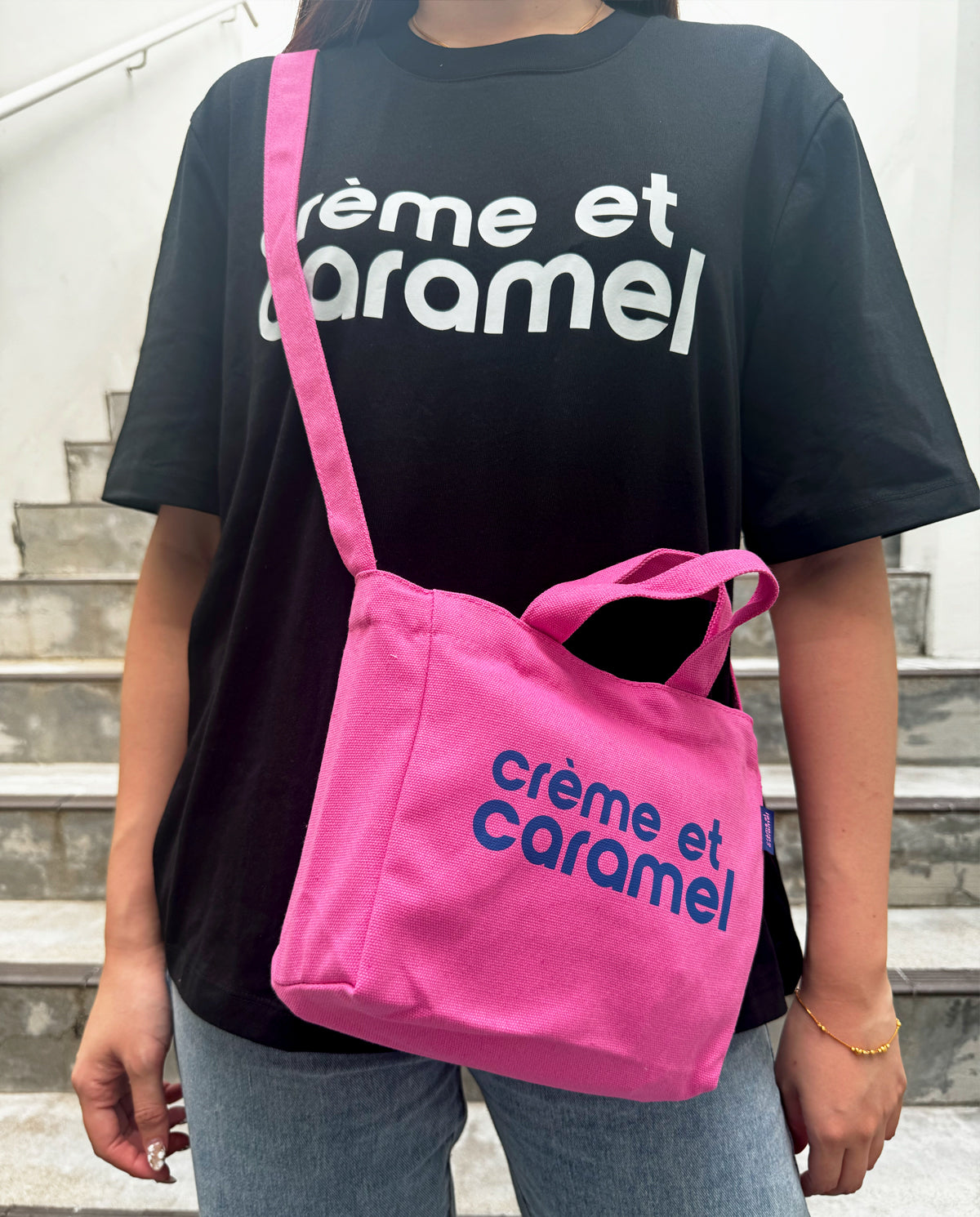 Creme et Caramel Cross-Body Canvas Tote Bag CC9-1306